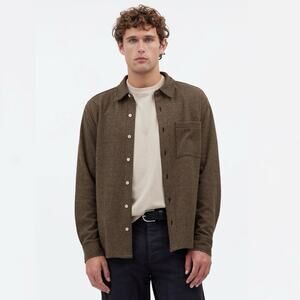 Madewell Men's The Devoe shirt Knit micro check pattern brown Small Cabin Core